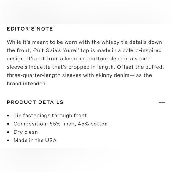 Cult Gaia Aurel white cotton linen tie front top - Picture 7 of 11